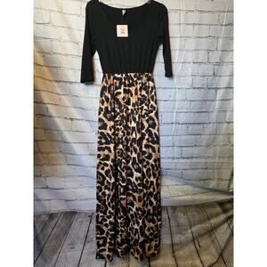 Pink Lady Junior Leopard Print Maxi Dress